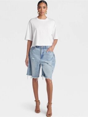 KBB by KAHLANA Women's LR Wide Leg 'The Distressed Rachel Shorts' Sz 12 NWT